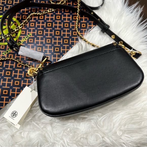 NWT Tory Burch Britten Gold Studded Black Convertible Crossbody Shoulder Bag - Picture 2 of 9